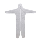 Breathable Microporous Fabric Disposable Protective Coverall In White / Blue