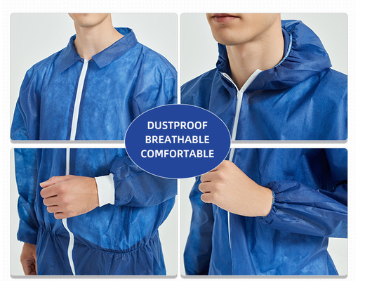Waterproof Protective Coverall Clothings With Zipper And Elastic Ankles