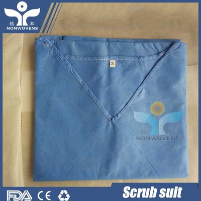 YIHE Thread sewing Disposable Protective Suits , SMS Scrub Suit With Collar